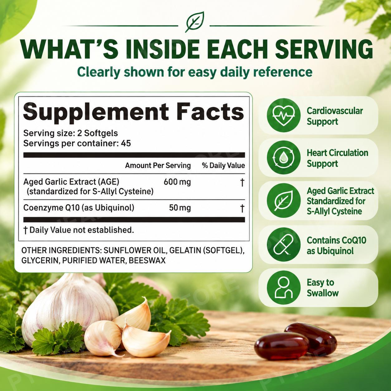 Aged Odorless Garlic Softgels  - Coq10 Ubiquinol Softgel ulasan dan harga